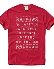 Abercrombie-Fitch-Hommes-Coton--Manches-Courtes-Noel-T-shirt-Rouge-X-Grand-0