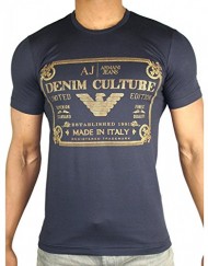 Armani-Jeans-T-Shirt-Homme-manches-courtes-R6H06NQ-Navy-Bleu-Or-Denim-Culture-Limited-Edition-Collector-Taille-S-M-L-XL-XXL-0